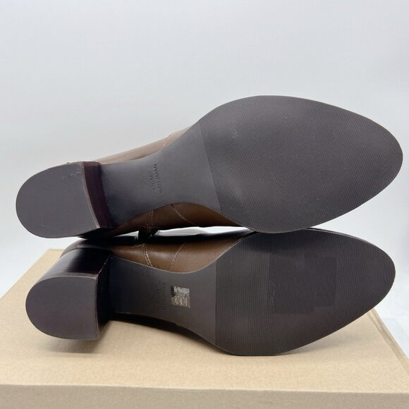 Stuart Weitzman Ryland 60 Zip Leather Ankle Heeled Boots Booties Brown US 9.5 - Picture 11 of 14